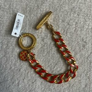 Coach Gold Link Bracelet with Orange Accent